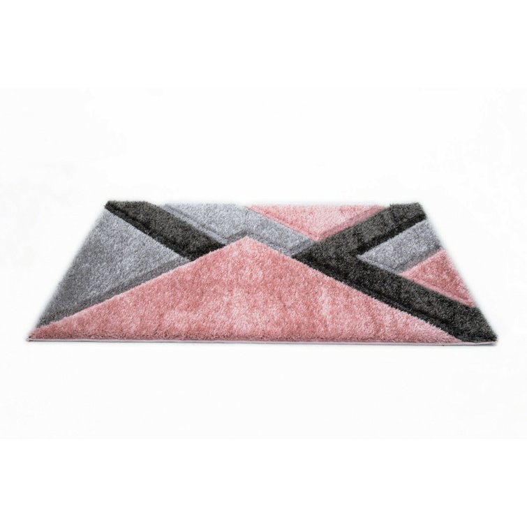 Metro Lane Hunley Handmade Shag Pink/Grey/Black Rug Wayfair.co.uk